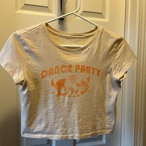 Aerie Cream and Orange Dance Party Tee